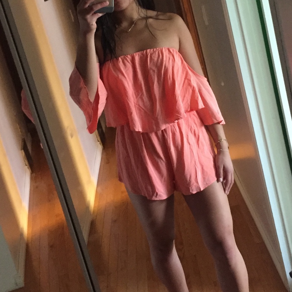 strapless flowy romper